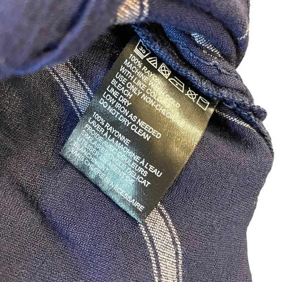 BDG Urban Outfitters Women's Melanie Tie Front Striped Button Up in Navy Size XS - Picture 9 of 11